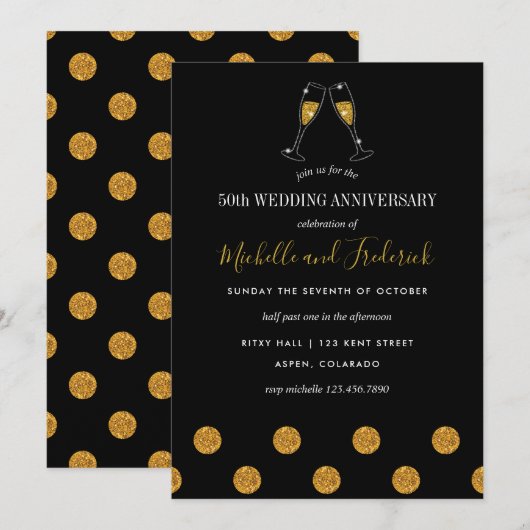 Uitnodiging 50ste gouden huwelijksjubileum (Voorkant / Achterkant)