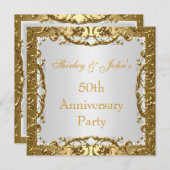 Uitnodiging 50ste huwelijksjubileum feest Goud 2 (Voorkant / Achterkant)