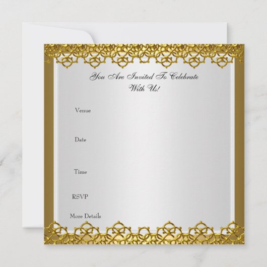 Uitnodiging 50ste huwelijksjubileumfeest Goud (Achterkant)