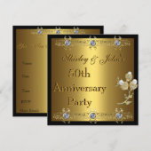 Uitnodiging 50ste huwelijksjubileumfeestje Goud (Voorkant / Achterkant)