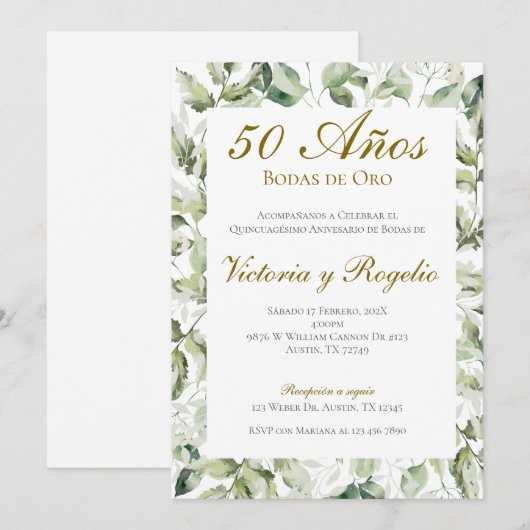 Uitnodiging 50ste huwelijksverjaardag (Voorkant / Achterkant)