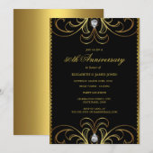 Uitnodiging 50ste huwelijksverjaardag Black & Gold (Voorkant / Achterkant)