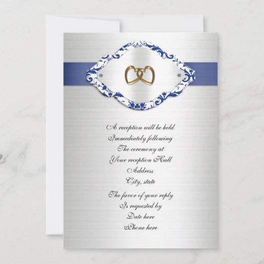 Uitnodiging 50ste huwelijksverjaardag blauw en wit (Achterkant)