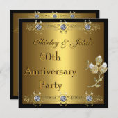 Uitnodiging 50ste huwelijksverjaardag feest Goud (Voorkant / Achterkant)