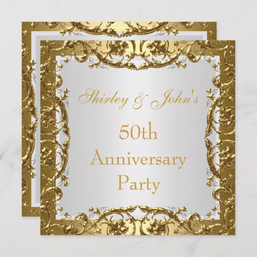 Uitnodiging 50ste huwelijksverjaardag feest Goud 2 (Voorkant / Achterkant)