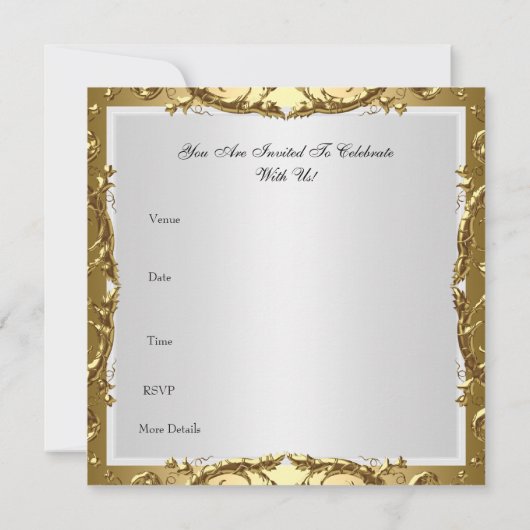 Uitnodiging 50ste huwelijksverjaardag feest Goud 2 (Achterkant)