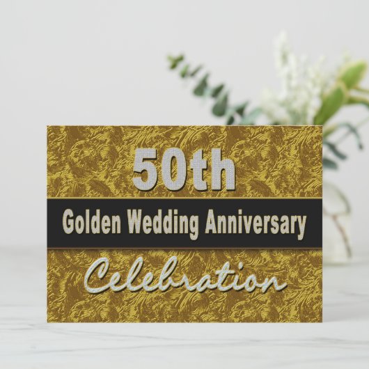 Uitnodiging 50ste huwelijksverjaardag - Goud (Staand voorkant)