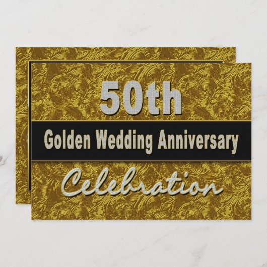 Uitnodiging 50ste huwelijksverjaardag - Goud (Voorkant / Achterkant)