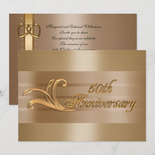 Uitnodiging 50ste huwelijksverjaardag goud (Voorkant / Achterkant)