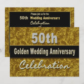 Uitnodiging 50ste huwelijksverjaardag - Gouden (Voorkant / Achterkant)