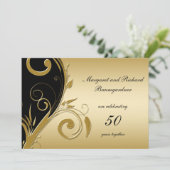 Uitnodiging 50ste huwelijksverjaardag in vintage s (Staand voorkant)
