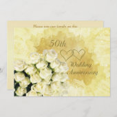 Uitnodiging 50ste huwelijksverjaardag met rozen (Voorkant / Achterkant)