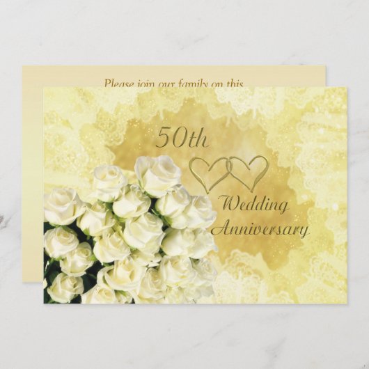 Uitnodiging 50ste huwelijksverjaardag met rozen (Voorkant / Achterkant)