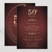 Uitnodiging 50ste huwelijksverjaardag rood (Voorkant / Achterkant)