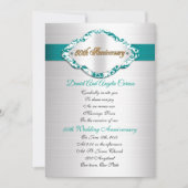 Uitnodiging 50ste huwelijksverjaardag teal satijn (Voorkant)