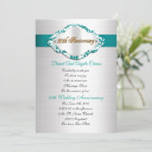 Uitnodiging 50ste huwelijksverjaardag teal satijn (Staand voorkant)