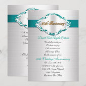 Uitnodiging 50ste huwelijksverjaardag teal satijn (Voorkant / Achterkant)