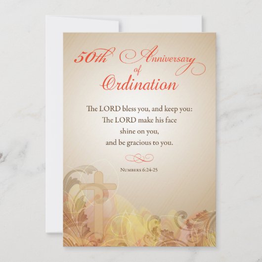 Uitnodiging, 50ste Jubileum van Ordinatie Zegen Kaart (Voorkant)