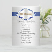 Uitnodiging 50ste trouwdag blauw en wit (Staand voorkant)