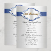 Uitnodiging 50ste trouwdag blauw en wit (Voorkant / Achterkant)