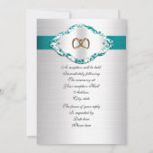 Uitnodiging 50ste trouwdagjubileum teal satijn (Achterkant)