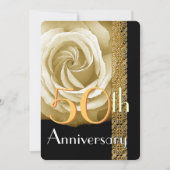 Uitnodiging 50ste verjaardag CHAMPAGNE Roos V01A (Voorkant)