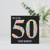 Uitnodiging 50ste verjaardag feestballonnen (Staand voorkant)