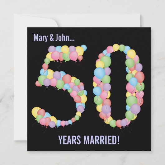 Uitnodiging 50ste verjaardag feestballonnen (Voorkant)