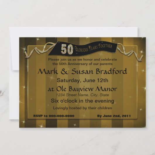 Uitnodiging 50ste verjaardag - Glorieuze Jaren (Achterkant)