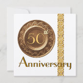 Uitnodiging 50ste verjaardag Goud Metallic Papier (Voorkant)