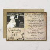 Uitnodiging 50ste verjaardag in vintage stijl (Voorkant / Achterkant)