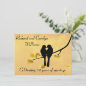 Uitnodiging 50ste verjaardag Love Birds (Staand voorkant)