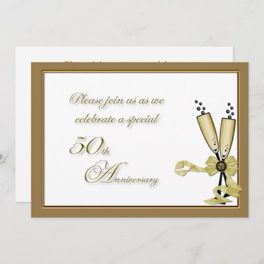Uitnodiging 50ste verjaardag met Champagne (Voorkant / Achterkant)