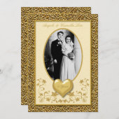 Uitnodiging 50ste verjaardag met gouden hart (Voorkant / Achterkant)