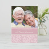 Uitnodiging 50ste verjaardag Roze Krullen Foto (Staand voorkant)