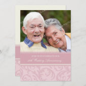 Uitnodiging 50ste verjaardag Roze Krullen Foto (Voorkant / Achterkant)