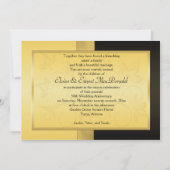 Uitnodiging 50ste verjaardag zwart en goud bloemmo (Achterkant)