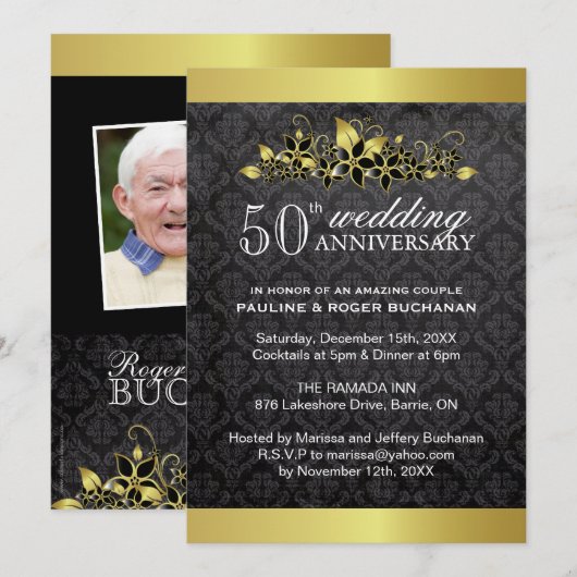 Uitnodiging 50ste verjaardagsfeest (Voorkant / Achterkant)