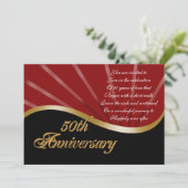 Uitnodiging 50ste verjaardagsfeest trouwdag goud r (Staand voorkant)
