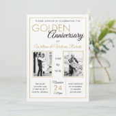 Uitnodiging 50ste verlichting feest, namaakgoud (Staand voorkant)