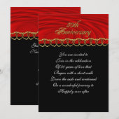 Uitnodiging 50ste vertdagfeest rood,zwart,goud (Voorkant / Achterkant)