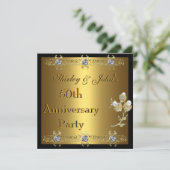Uitnodiging 50th Wedding Jubileum Party Gold (Staand voorkant)