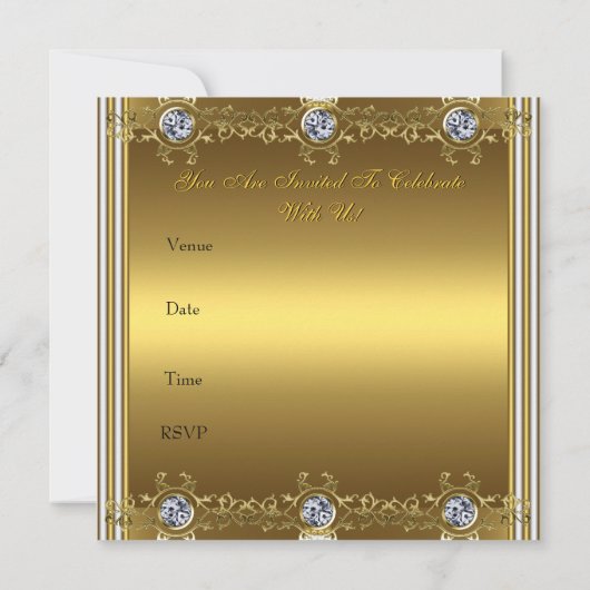 Uitnodiging 50th Wedding Jubileum Party Gold (Achterkant)