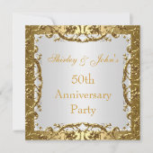Uitnodiging 50th Wedding Jubileum Party Gold 2 (Voorkant)