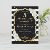 Uitnodiging 5-jarig jubileum - Zwart Wit Goud (Staand voorkant)