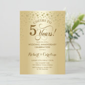 Uitnodiging 5-jarig jubileumfeest van goud (Staand voorkant)