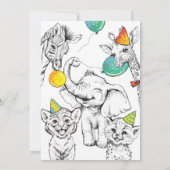 Uitnodiging 5e verjaardag met grappig schattig die (Achterkant)