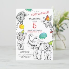 Uitnodiging 5e verjaardag met grappig schattig die