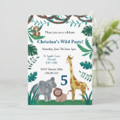 Uitnodiging 5e verjaardag Oerwoud (Staand voorkant)
