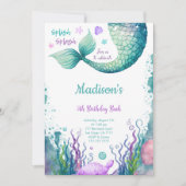 Uitnodiging 5e verjaardags zeemeermin (Voorkant)